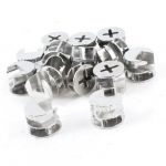 15 Pcs Silver Tone 15mm Dia Head Furniture Connecter Cam Fittings