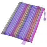Zipper Closure Nylon Mesh Multicolor Stripes A5 Paper Documents Pen File Bag Folder