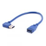 Blue right angle usb 3.0 type a male to female adapter cable cord lead