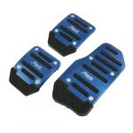 3 Pcs Black Blue Plastic Metal Nonslip Pedal Cover Set for Car