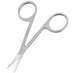 Woman Slanted Tip Stainless Steel Eyebrow Scissors Trimmer Cosmetic Tool Silver Tone