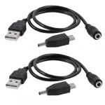 USB Male to 3.5mm DC Female Cable + Mini USB to DC Plug Adapter 2 Pcs