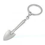 Silver Tone Mini Spade Pendant Metal Keyring Chain