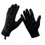 Windproof Cycling Bicycle Full Finger Leather Fleece Thermal Touch Screen Gloves M