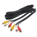 AV Cable Leads 3 x RCA to 3 x RCA DVD TV Hi-Fi 5M - Black