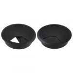 Desktop Computer Plastic Black 80mm Dia Grommet Cable Hole Covers 2pcs