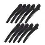 Black Plastic Prong Alligator Teeth Bows Hair Clips 10 Pcs