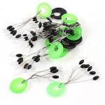 15pcs Green Black Ring 6 in 1 Oval Rubber Float Stop Fishing Stopper