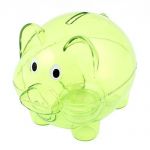 Plastic Collectible Piggy Bank Coin Savings Money Cash Box Clear Green