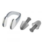 Black PVC Swim Swimming Nose Clip Earplugs w Clear Plastic Case for Adult