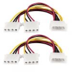2 Pcs 8 HDD IDE 4 Pin Male to Dual Female Splitter Power Cable 20cm