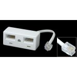 Male RJ11 to Dual UK BT Socket Telephone Adapter