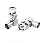 2pcs BNC Male to BNC Female Plug Right Angle Connector Silver Tone