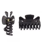 2 Pcs Black Plastic Hair Clips Claws Clamps for Lady