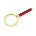 Detachable Rosewood Handle 50mm Dia Hand Lens Magnifying Glass Magnifier 5X