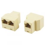 2 Pcs 3 Way RJ45 LAN Network Ethernet Splitter Connector khaki
