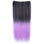 NEW 1Piece Clip in Synthetic Human Hair Extensions Long Straight Black and purple
