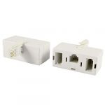BT 1 Male to Dual Female RJ11 6P4C Plug Telephone Cable Adapter 2 Pcs