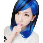 New Women Lady short Full Wigs straight Hair Anime Party Cosplay Black and Blue