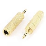3.5mm Male Plug to 6.5mm Female Jack Stereo Converter Gold Plated 2Pcs