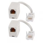 2 Pcs BT RJ11 6P4C Male to US 6P4C Female Telephone Connector Adapter