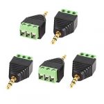 Coax Cat5 to Stereo 3.5mm Plug CCTV Camera Audio Balun Connector 5 Pcs
