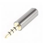 Silver tone 3.5mm female to 3.5mm male 4 pole audio mic connector