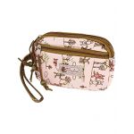 Lady Zipper Closure Rabbits Printed Cash Credit Card Purse Brown Pink