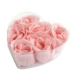 6 Pcs Pink Heart Design Box Fragrant Bathing Soap Rose Petals