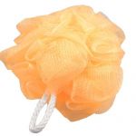Bathroom Meshy Nylon Bath Lather Scrubber Shower Pouf Body Cleaner Light Orange