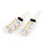2 Pcs Warm White 5050 SMD 9 LED Bulb Light G4 Base 2 Pins for Car