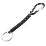 Carabiner Hook Black Spring Stretchy Coil Keychain Key Chain Strap Rope 5.1