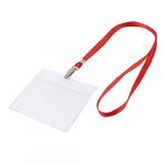 Plastic horizontal lanyard id work exhibition badge card holder red