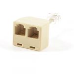 RJ11 Male Line to Double RJ11 Female Jack Splitter/Adapter