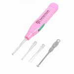 Pink Plastic Handle White LED Light Ear Cleaner Flashlight Earpick w Ear Spoon