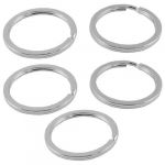 5 Pcs Metal Silver Tone 35mm Diameter Split Ring Keyring Keychain