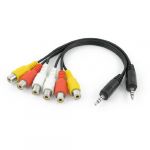 2 Pcs 3.5mm Male Stereo to 3 RCA Female AV Audio Aux Video Cable Cord Adapter