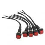 5 x 10mm Red Square Wired Car Horn Momentary Push Button Switch AC 250V 3A