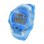 Woman adjustable watchband round case alarm stopwatch sport wrist watch blue