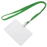 Plastic Horizontal ID Name Employee Card Tag Holder Green Clear