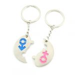 Silver Tone Fish Shape Pendant Keychain Key Ring 2 Pcs