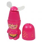 Amaranth Plastic Cartoon Pattern Mini Portable Cool Fan w White Strap