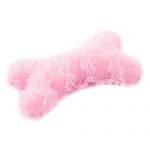 Plush Coverd Bone Shape Pet Dog Doggie Yorkie Playing Squeaky Toy Pink
