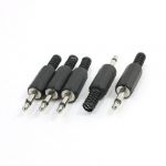 5 x Black Plastic 3.5mm Male Mono Plug Jack Audio Adapter Connector