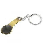 Brown Gold Tone Spoon Designed Pendant Split Ring Key Chain Keyring