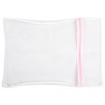 50cm x 40cm White Pink Meshy Underwear Clothes Washing Zipper Bag Wash Holder