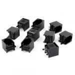 10 Pcs Black Plastic Unshielded RJ12 6P6C Network Modular PCB Connector Jacks