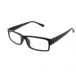 Unisex Plastic Full Frame Arms Rectangle Lens Plain Glasses Glossy Black