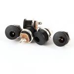 5 Pcs 180 Degree 3Pin DC 2.1mmx5.5mm Jack PCB Panel Mount Socket Black