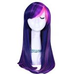 Purple and pink Rainbow Dash Long Straight Hair Synthetic Cosplay Party Full Wig